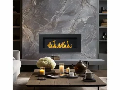 Chimenea|Chimenea|Chimenea de bioetanol de pared Siena Black (largo 90 x fondo 12 x alto 40 cm)