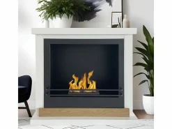 Chimenea de bioetanol de pie Stockholm en madera blanca, L75xP24xH68 cm Blanco Sale