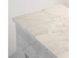 Chimenea de bioetanol de pie BELLINI en madera efecto mármol Fabricada en Italia L96 x P35 x H96 Blanco Best