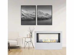 Chimenea de bioetanol de pie Giotto S White 100x30x70 para interior/exterior Blanco New