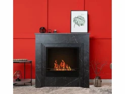 Chimenea de bioetanol de pie BELLINI de madera efecto mármol . Fabricada en Italia. L96 x P35 x H96. Negro Sale