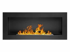 Chimenea de bioetanol Lucca Black de pared o empotrada L 90 x P 12 x H 40 Negro Discount