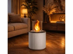 Chimenea de bioetanol MODIGLIANI Corda , brasero de suelo para uso interior y exterior, d.36 x h.56 Beige Clearance