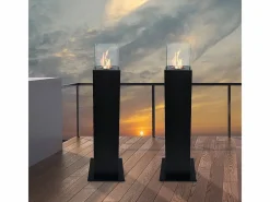 Chimenea de bioetanol para jardín y exterior Capri 110 negra Negro Best