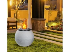 Chimenea de bioetanol para suelo de jardín, para interior y exterior, BOTTICELLI Perla d.40 x h54 Blanco Outlet