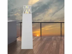 Chimenea de bioetanol para jardín exterior Vulcano 40x40x145 Blanco
