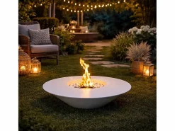 Chimenea de bioetanol para jardín exterior redonda blanca SANTORINI D.60^ Hot