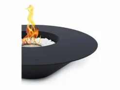 Brasero|Chimenea de bioetanol para jardín exterior redonda negra SANTORINI de 60 cm de diámetro