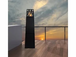 Brasero|Chimenea de bioetanol para jardín exterior Vulcano Nero 40x40x145