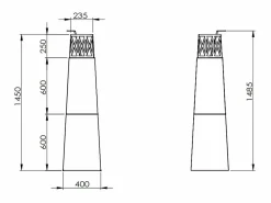 Brasero|Chimenea de bioetanol para jardín exterior Vulcano Nero 40x40x145