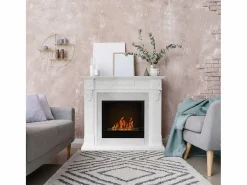 Chimenea de bioetanol TRUMAN, biochimenea de pie, blanca, efecto mármol, L121 x P38 x H108^ Discount