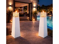 Chimenea de jardín de bioetanol para exterior Vulcano White 40x40x145^