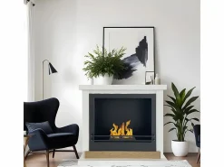 Chimenea de suelo de bioetanol Biochimenea Stockholm en madera blanca L75xD24xH68 cm^ Sale