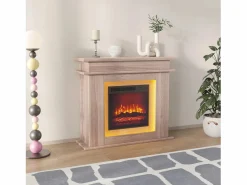 Chimenea eléctrica - Chimenea LED, con calefacción - Efecto de llama 3D - Temporizador, iluminación ambiental LED de 20 colores y control remoto - Color roble Marru00f3n chocolate Sale