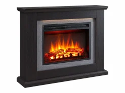 Chimenea|Chimenea|Chimenea eléctrica BALDERIA Charon - Chimenea de pie con calefacción - Roble oscuro