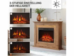 Chimenea eléctrica BALDERIA Finn - Chimenea de pie, calefacción 2000 W - Roble oscuro Marru00f3n