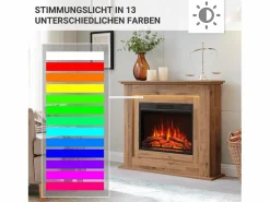 Chimenea eléctrica BALDERIA Finn - Chimenea de pie, calefacción 2000 W - Roble oscuro Marru00f3n