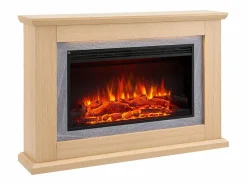 Chimenea eléctrica BALDERIA Xenia - Chimenea de pie con calefacción - Roble claro Beige Hot