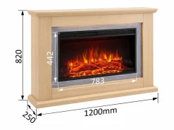 Chimenea eléctrica BALDERIA Xenia - Chimenea de pie con calefacción - Roble claro Beige Hot