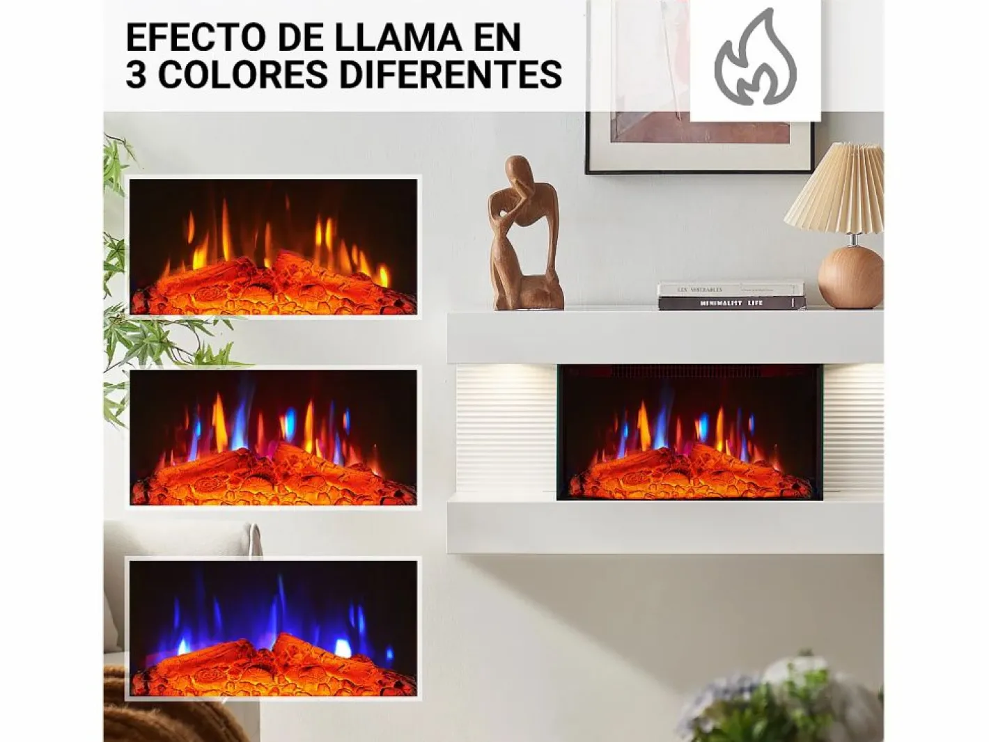 Chimenea eléctrica BALDERIA Ida ñ Chimenea de pared -^ Online