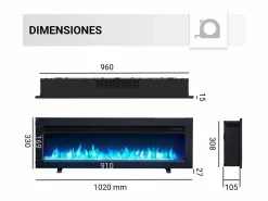 Chimenea eléctrica BALDERIA Agnes 40 - Chimenea de pie, de pared o empotrable - Negro Outlet
