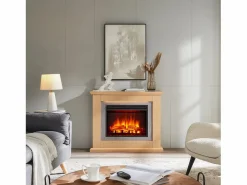 Chimenea eléctrica BALDERIA Charon - Chimenea de pie, 2000 W - Roble claro^