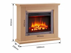 Chimenea eléctrica BALDERIA Charon - Chimenea de pie, 2000 W - Roble claro^