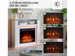 Chimenea eléctrica BALDERIA Liora - Chimenea de pie, estante, calefacción - Blanco Best