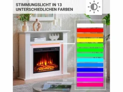 Chimenea eléctrica BALDERIA Liora - Chimenea de pie, estante, calefacción - Blanco Best
