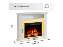 Chimenea eléctrica BALDERIA Liora - Chimenea de pie, estante, calefacción - Blanco Best