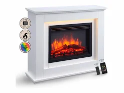Chimenea eléctrica BALDERIA Baldur - Chimenea de pie - Blanca Blanco