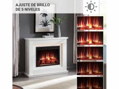 Chimenea eléctrica BALDERIA Baldur - Chimenea de pie - Blanca Blanco