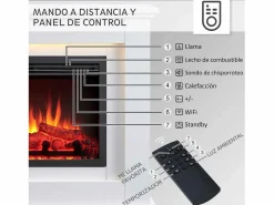 Chimenea eléctrica BALDERIA Baldur - Chimenea de pie - Blanca Blanco