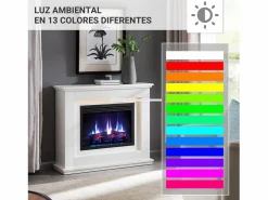 Chimenea eléctrica BALDERIA Baldur - Chimenea de pie - Blanca Blanco
