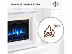 Chimenea eléctrica BALDERIA Baldur - Chimenea de pie - Blanca Blanco