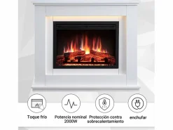 Chimenea eléctrica BALDERIA Baldur - Chimenea de pie - Blanca Blanco