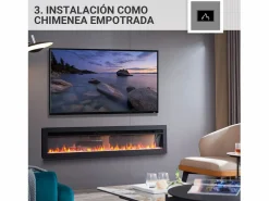 Chimenea eléctrica BALDERIA Agnes 60 - Chimenea de pared o empotrable - Negro New