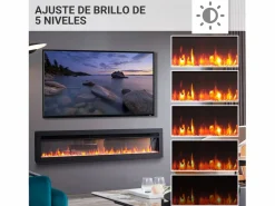 Chimenea eléctrica BALDERIA Agnes 60 - Chimenea de pared o empotrable - Negro New