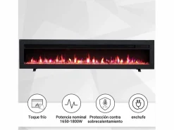 Chimenea eléctrica BALDERIA Agnes 60 - Chimenea de pared o empotrable - Negro New