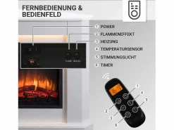 Chimenea eléctrica BALDERIA Candela - Chimenea de esquina, calefacción 2000 W -^