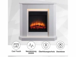 Chimenea eléctrica BALDERIA Candela - Chimenea de esquina, calefacción 2000 W -^