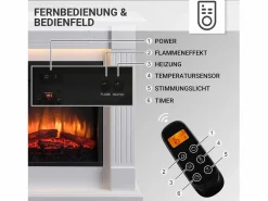 Chimenea eléctrica BALDERIA Ladina - Chimenea de pie - Blanca Blanco Outlet