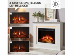 Chimenea eléctrica BALDERIA Finn - Chimenea de pie - Blanca Blanco New