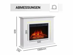 Chimenea eléctrica BALDERIA Finn - Chimenea de pie - Blanca Blanco New