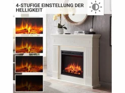 Chimenea eléctrica BALDERIA Leandros - Chimenea de pie - Blanca Blanco Discount