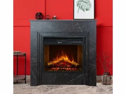 Chimenea|Chimenea|Chimenea eléctrica BELLINI, chimenea de pie en madera efecto mármol , Made in Italy, L96 x P35 x H96