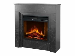 Chimenea|Chimenea|Chimenea eléctrica BELLINI, chimenea de pie en madera efecto mármol , Made in Italy, L96 x P35 x H96