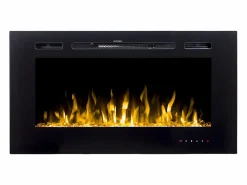 FLAMATECH Chimenea|Chimenea|Chimenea eléctrica CALBUCO - De pared o empotrada - An. 101,6 x Pr. 14 x Al. 54,4 cm - Negra