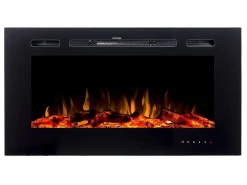 FLAMATECH Chimenea|Chimenea|Chimenea eléctrica CALBUCO - De pared o empotrada - An. 101,6 x Pr. 14 x Al. 54,4 cm - Negra