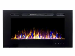FLAMATECH Chimenea|Chimenea|Chimenea eléctrica CALBUCO - De pared o empotrada - An. 101,6 x Pr. 14 x Al. 54,4 cm - Negra